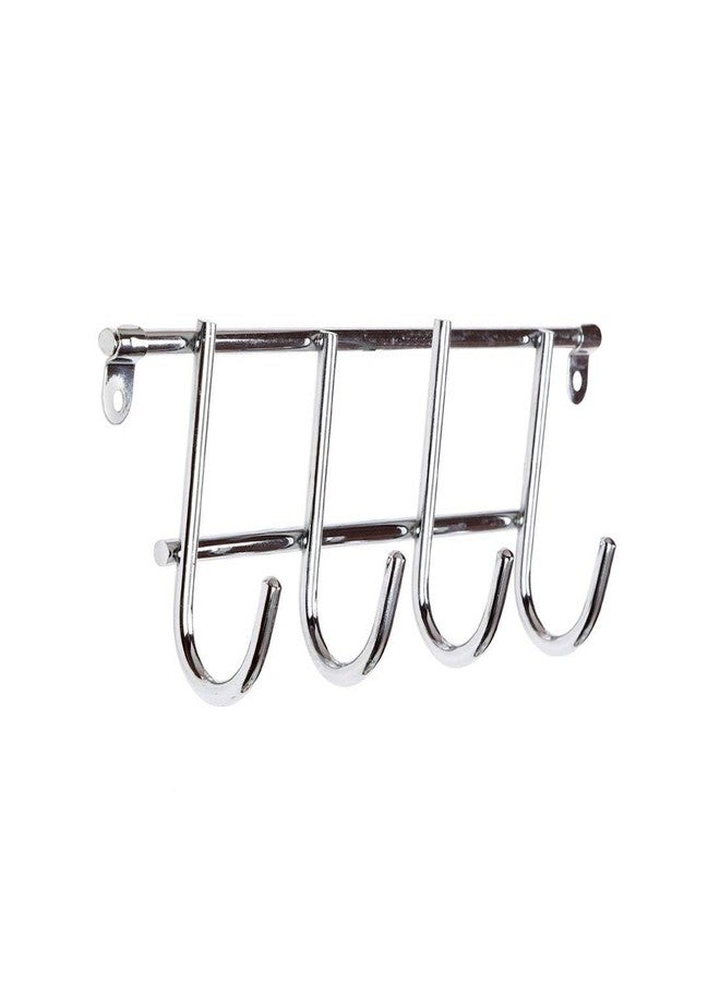 ADBUCKS Stainless Steel Wall/Door Mounted Hook Rail (4,6,8,10 & 12 Hooks) for Kitchen, Bathroom and Wardrobe Hanging (4 Hook) - Image 1